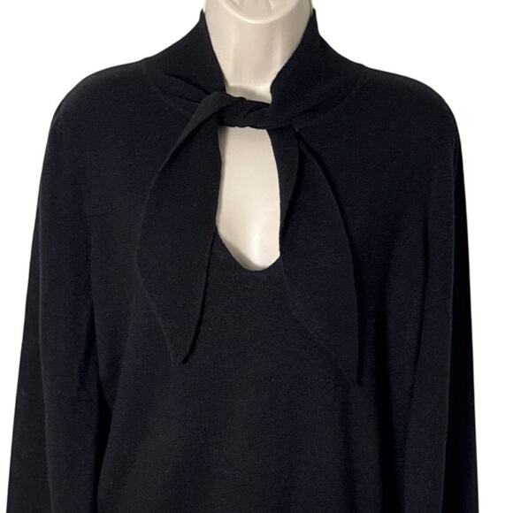 J. Crew Everyday Tie Neck Keyhole Cashmere Sweater Black Size M - Picture 9 of 11